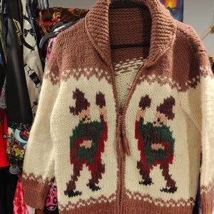 Cozy Brown and Cream Sweater with Unique Design